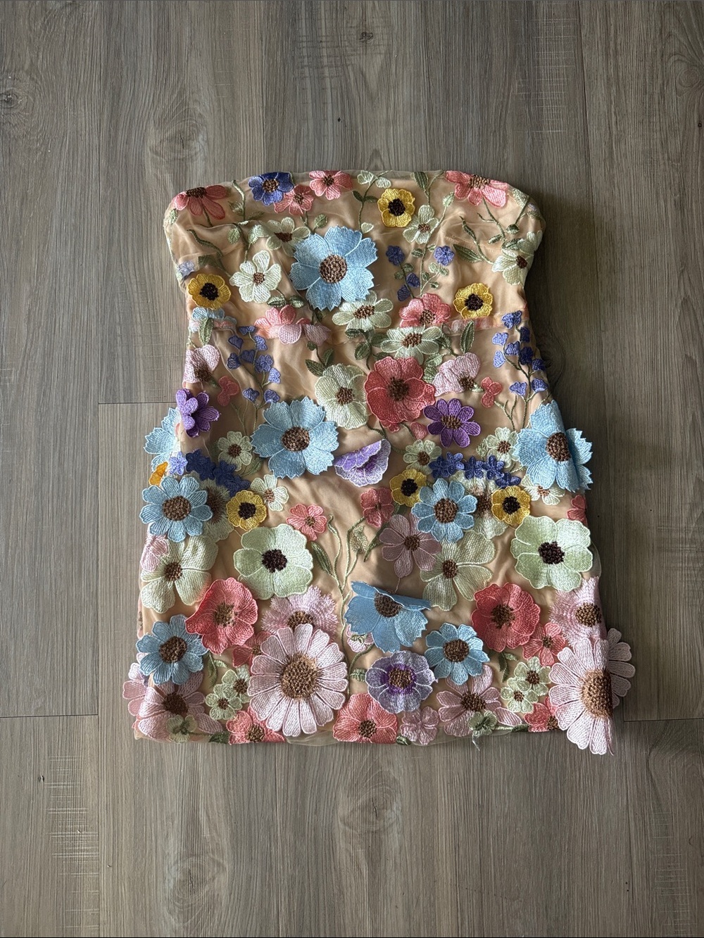 Floral Strapless Mini Dress L - Multicolor